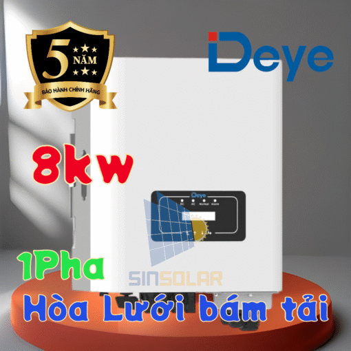 Inverter Deye hoà lưới 1 pha, 8 kW, 2 MMPT, đã bao gồm wifi và CT. Mã: SUN-8K-G