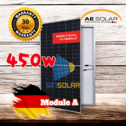 Tấm pin mặt trời N-type AE 450w 1 mặt kính- Cao Cấp