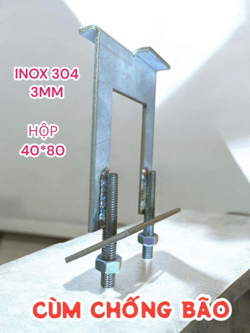 CÙM INOX CHỐNG BÃO SOLAR, KẸP CHỐNG BÃO