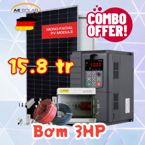 Combo Điện Mặt Trời Bơm Tưới 3Hp-1pha (3 Ngựa-2.2kw)