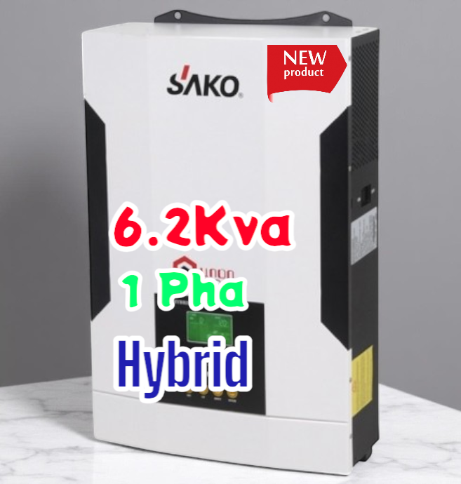 Biến tần Inverter hybrid SAKO 6.2KVA-48V-hòa lưới/bám tải, độc lập, bù lưới chính hãng SAKO 6.2KVA-4200W-48V PV 90-450V - SAKO6.2KVA