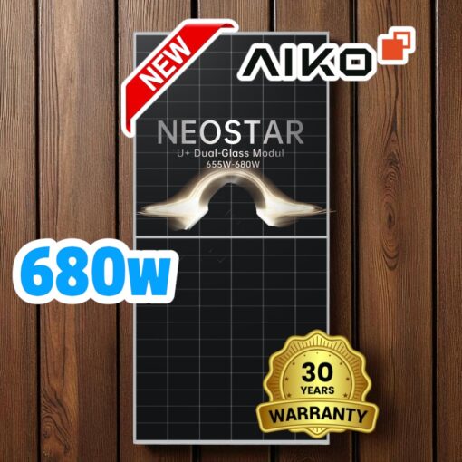 Tấm pin mặt trời N-type ABC AIKO 680w 2 mặt kính- Cao Cấp