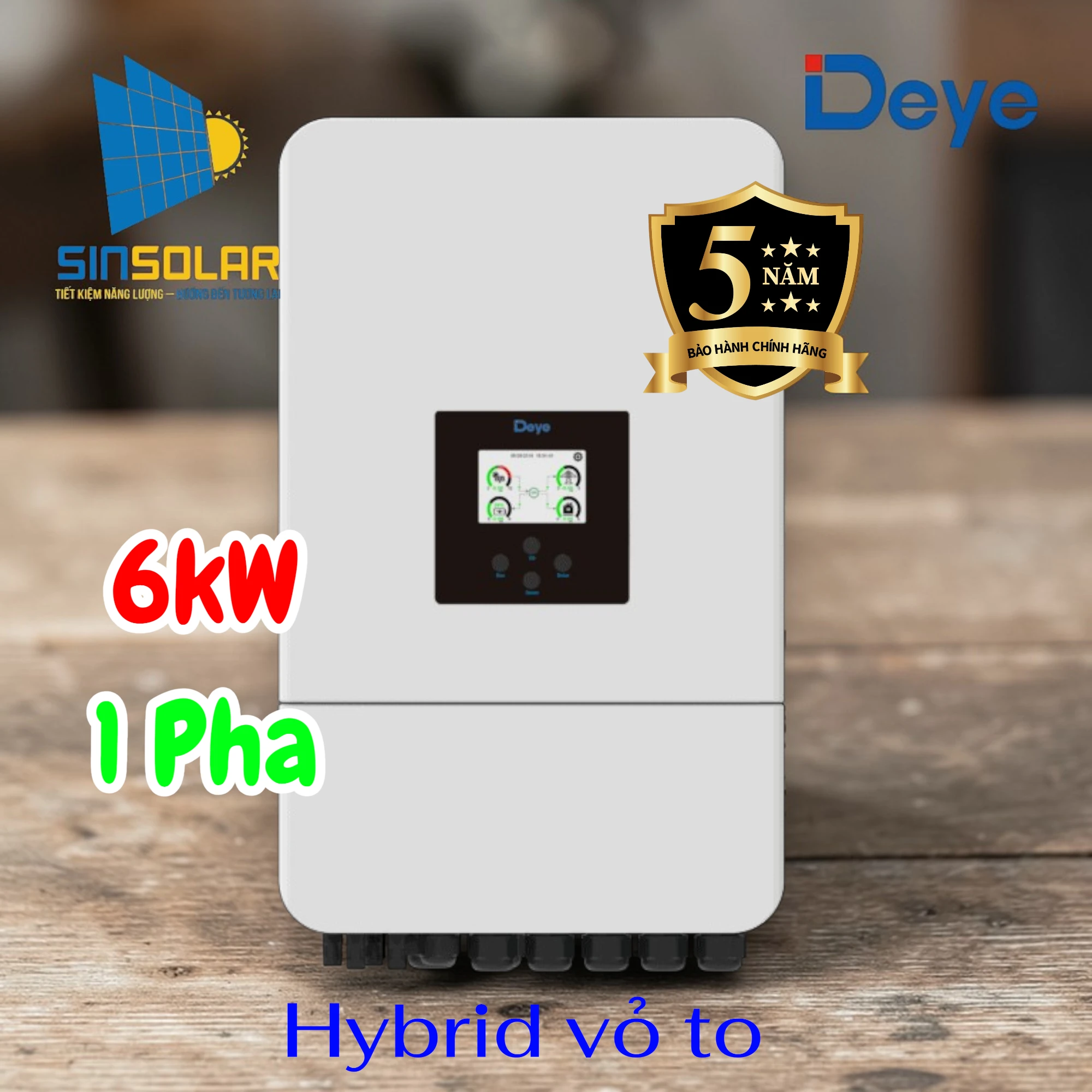 Inverter Hybrid Deye 6kw 1 pha  SUN-6K-SG05LP1-EU-SM2-P - vỏ to