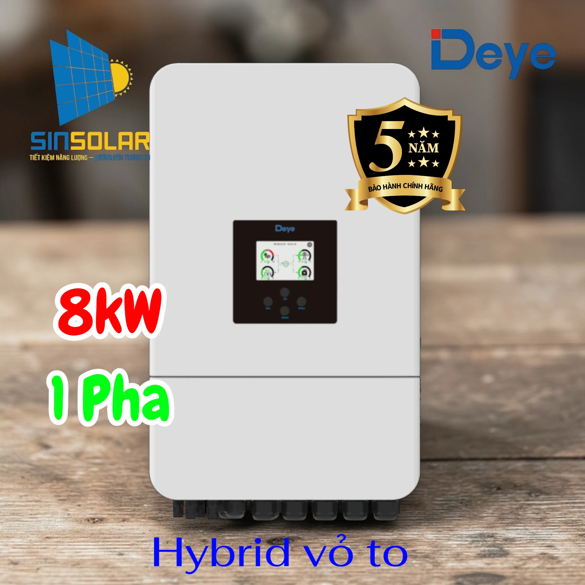 Inverter Hybrid Deye 8kw 1 pha  SUN-8K-SG05LP1-EU-SM2-P - vỏ to