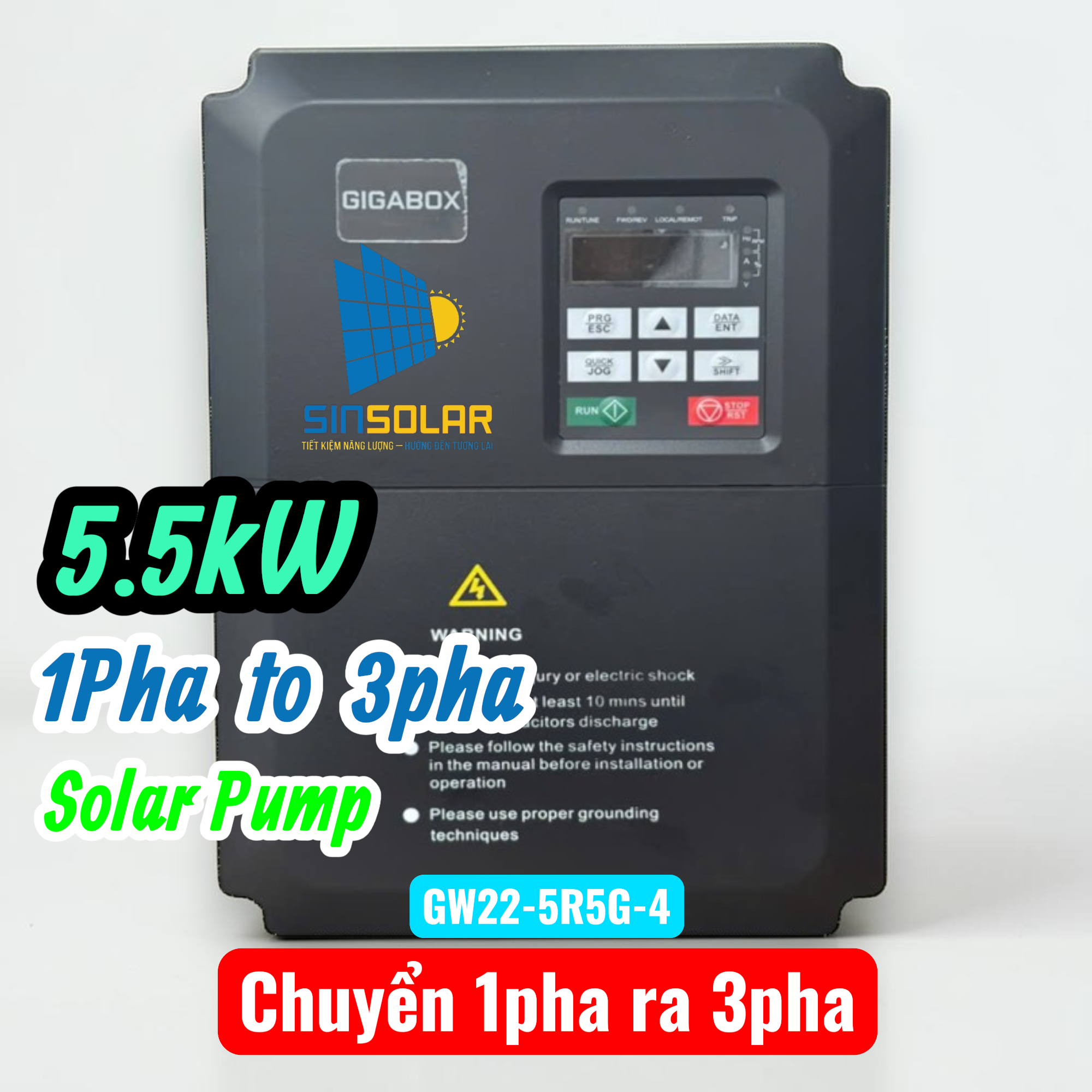 BIẾN TẦN BƠM GIGABOX 5.5KW 1Pha AC ra 3pha AC GW22-5R5G-4