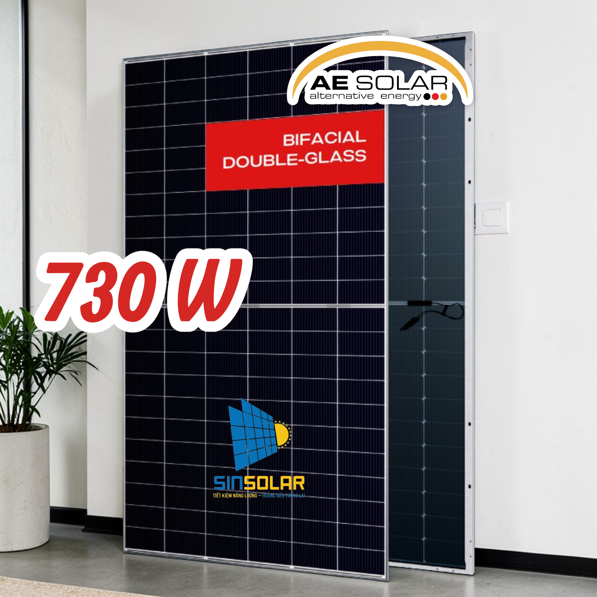 Tấm pin mặt trời N-type AE 730 2 mặt kính