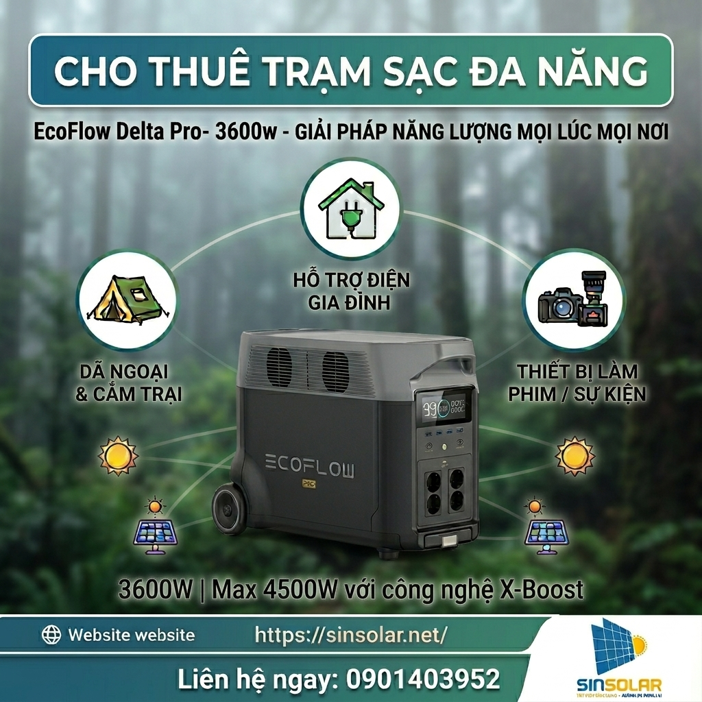 Thuê Trạm Điện Di Động EcoFlow Delta Pro 3600W Tại Đà Nẵng