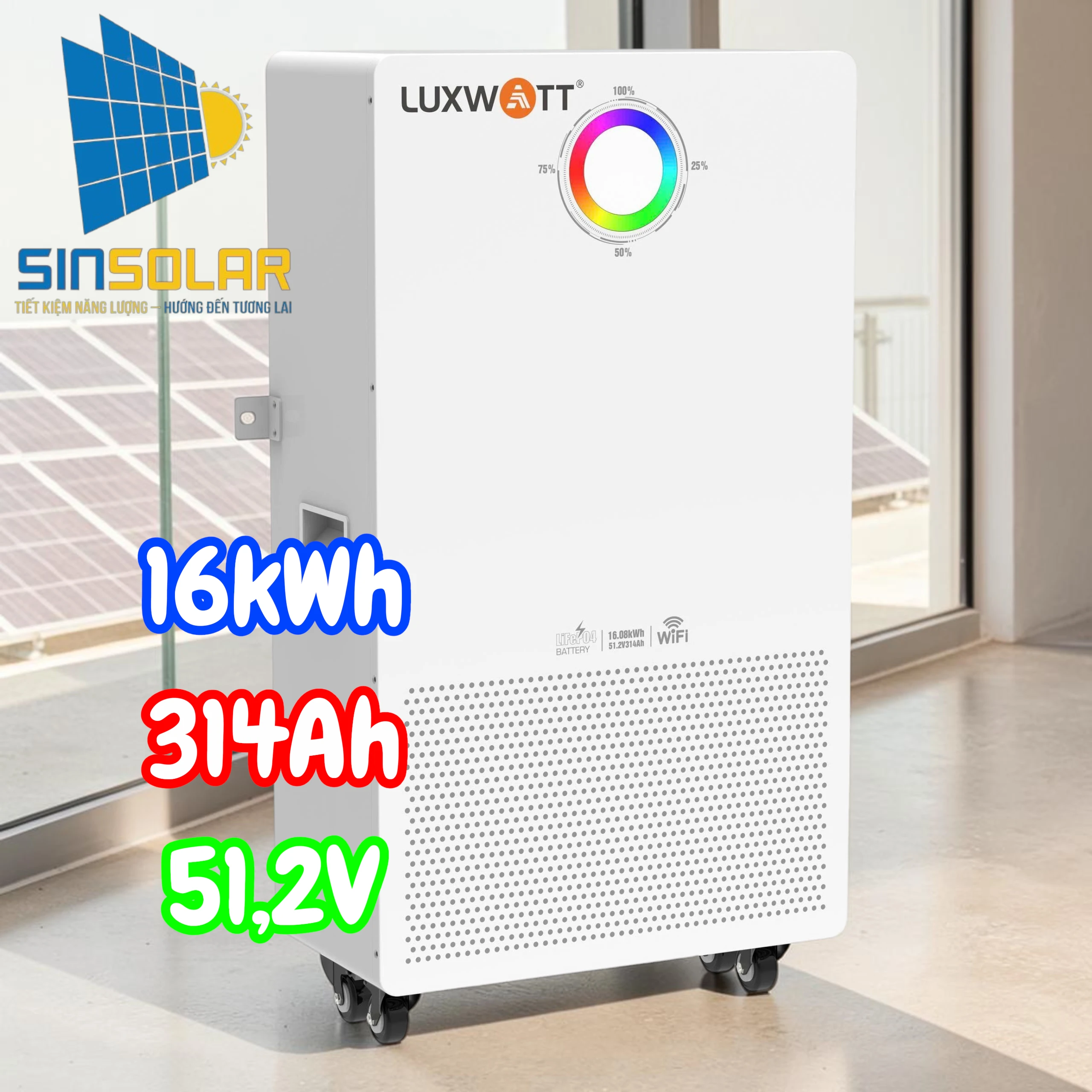 PIN LƯU TRỮ LITHIUM LUXWATT 16kWh 51.2V 314Ah